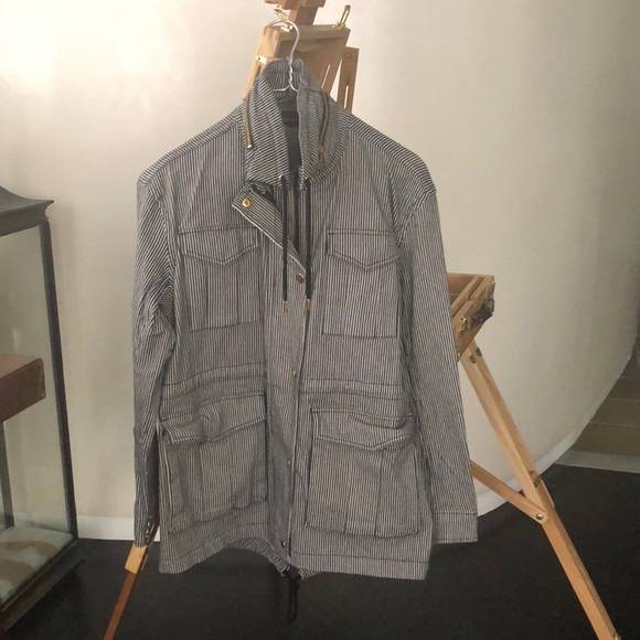 NWOT ATM denim striped jacket size L - Picture 2 of 9